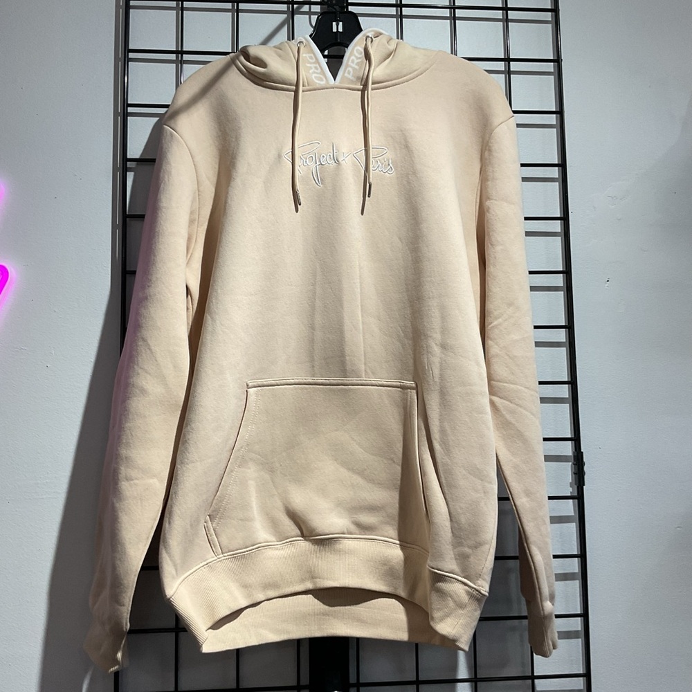 Cream Pullover Sweatshirt with Relaxed Fit